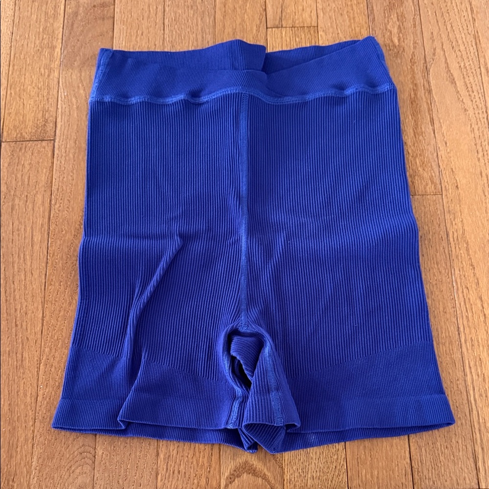 Free People Ribbed High-Waist Bike Shorts - Royal Purple